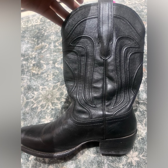 BLACK TECOVAS COWGIRL/COWBOY BOOTS - Picture 2 of 8